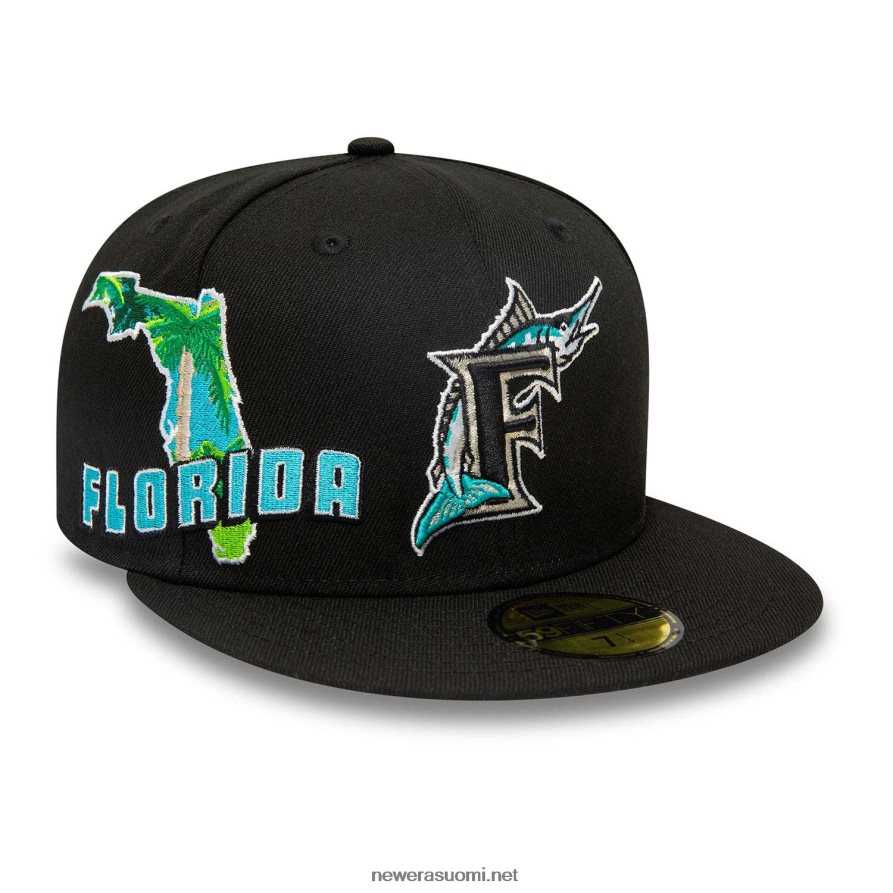 New Eramiami marlins stateview musta 59fifty varustettu lippalakki4V266L447