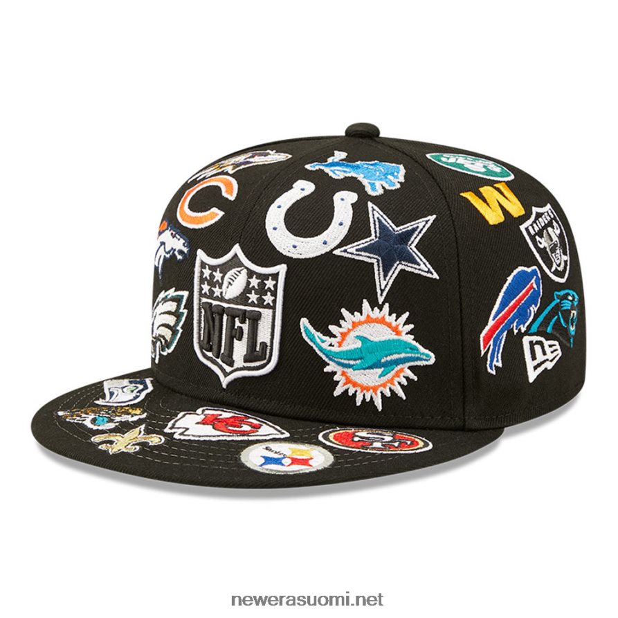 New Eranfl multi team logo musta 59fifty varustettu lippalakki4V266L1262