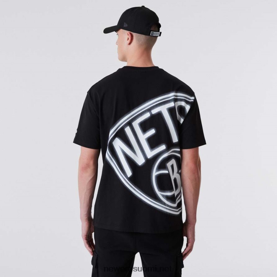 New Erabrooklyn nets neon oversize musta t-paita4V266L3165