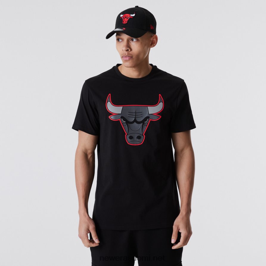 New Erachicago bulls nba outline logo musta t-paita4V266L3166