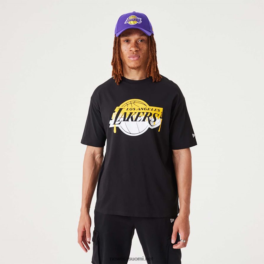 New Erala lakers nba drip logo musta t-paita4V266L3164