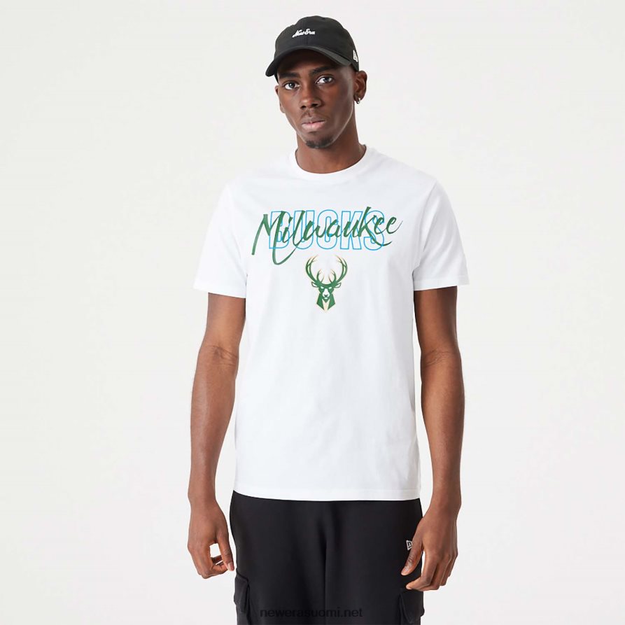 New Eramilwaukee bucks nba script valkoinen t-paita4V266L2901