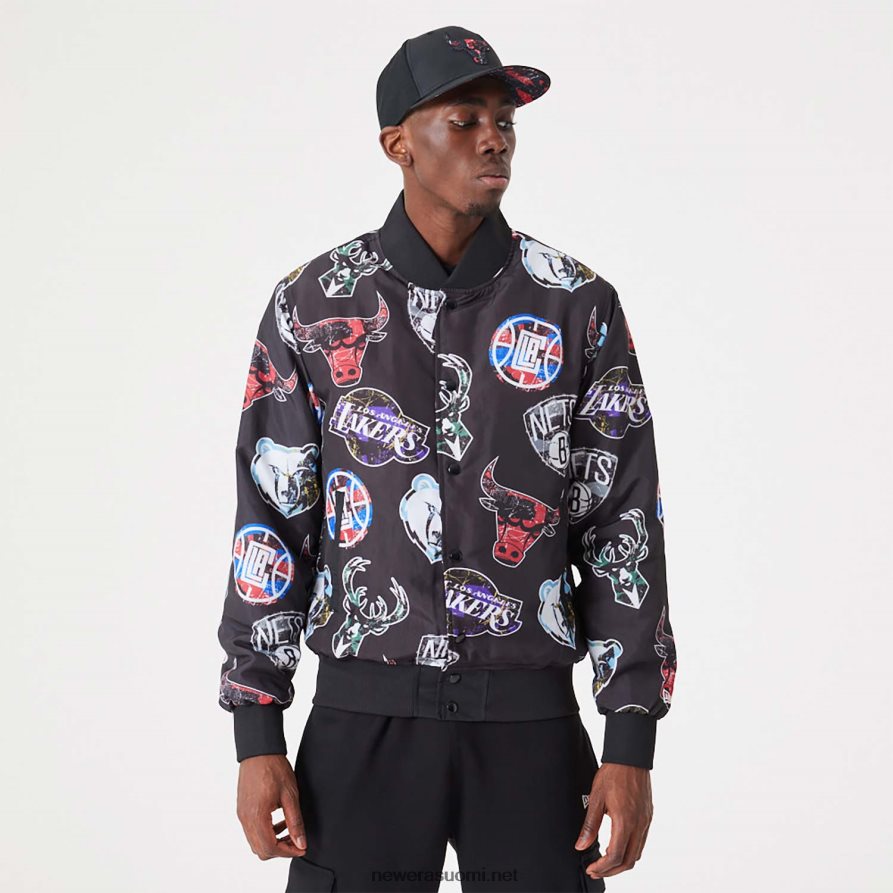 New Eranba kaikkialla print team logos musta bomber takki4V266L2571